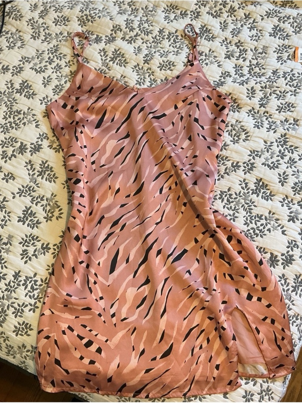 Storia Pink and Black Animal Print Slip Dress